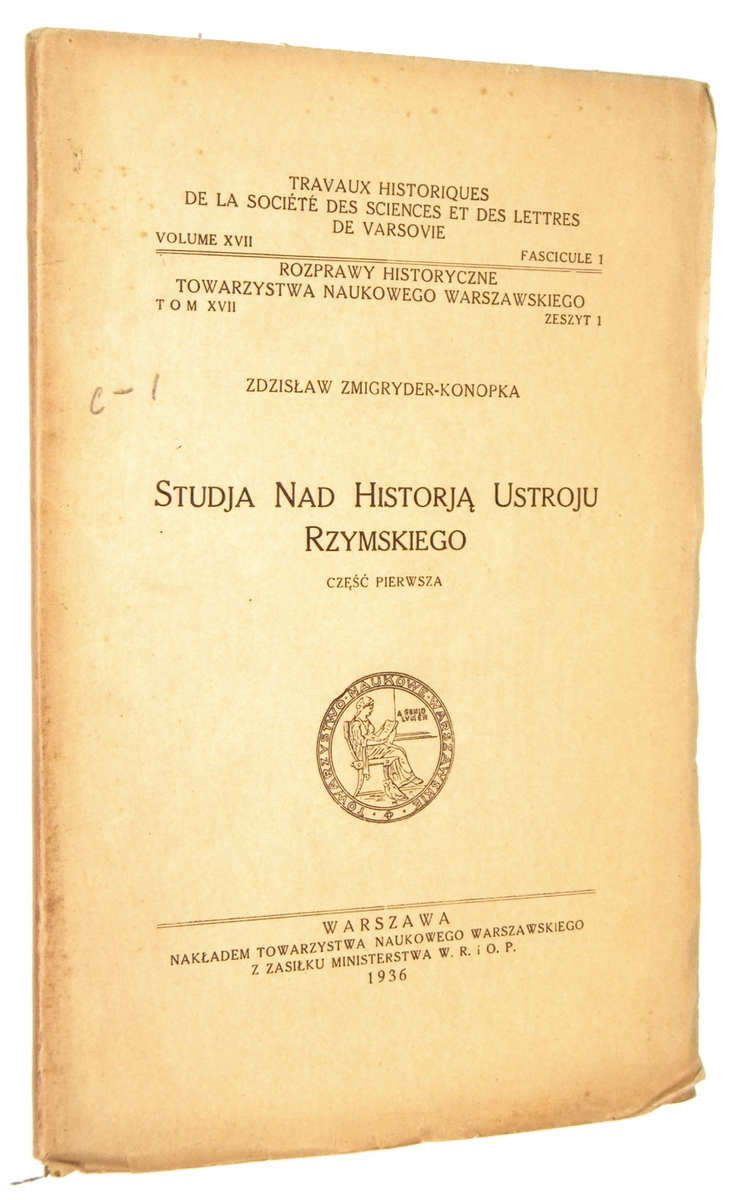 STUDJA NAD HISTORJ USTROJU RZYMSKIEGO [1] [1936] - Zmigryder-Konopka, Zdzisaw